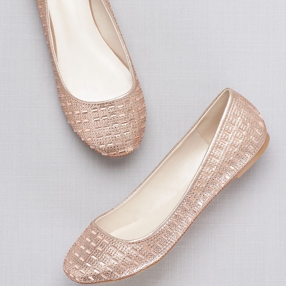 David S Bridal Shoes Rose Gold Studded Flats Poshmark